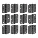 Set van 12 kogellagerscharnieren 89x89 ronde hoek vlak mat zwart