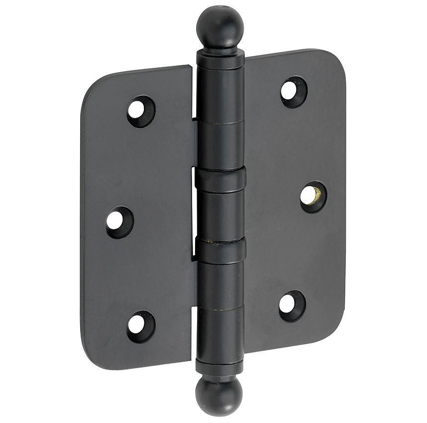 Set van 12 kogellagerscharnieren 76x76 ronde hoek bol mat zwart