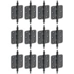 Set van 12 kogellagerscharnieren 89x89 ronde hoek vaas mat zwart