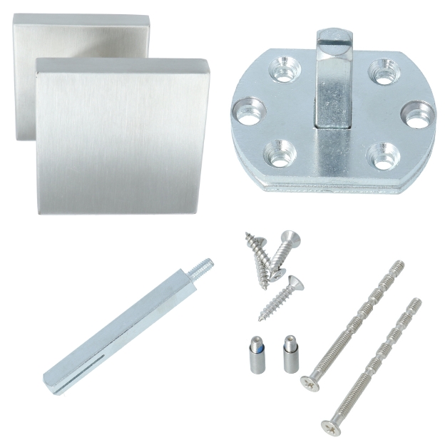 Voordeurknop vierkant excentrisch vast op rozet RVS