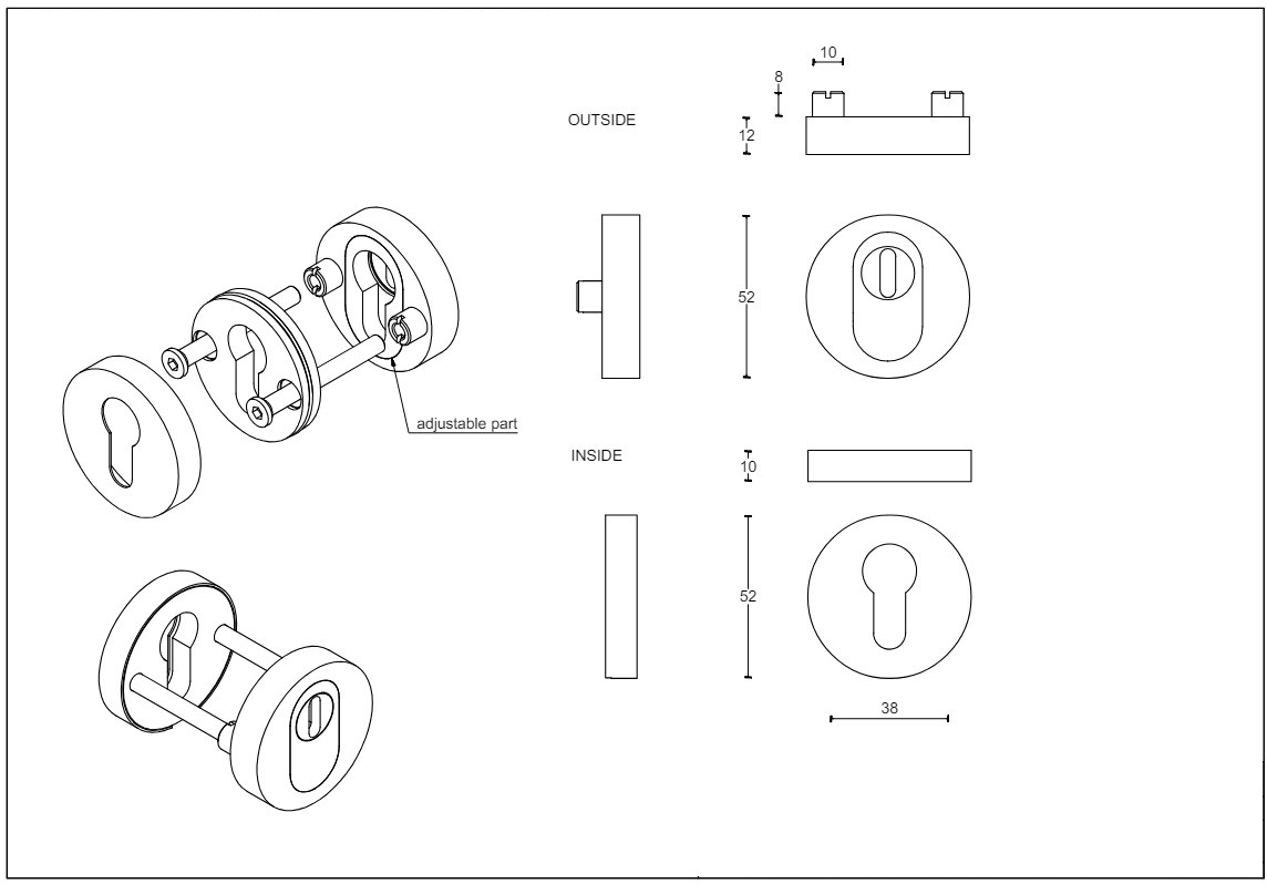 SKG3 Veiligheid-Rozet met kerntrekbeveiliging BASICS LBVEIL-KT PVD mat nikkel