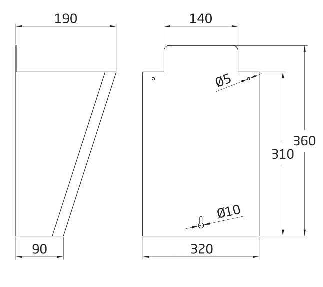 Post opvanger groot staal wit