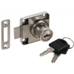 Meubelslot vierkant inclusief 2 sleutels vernikkeld