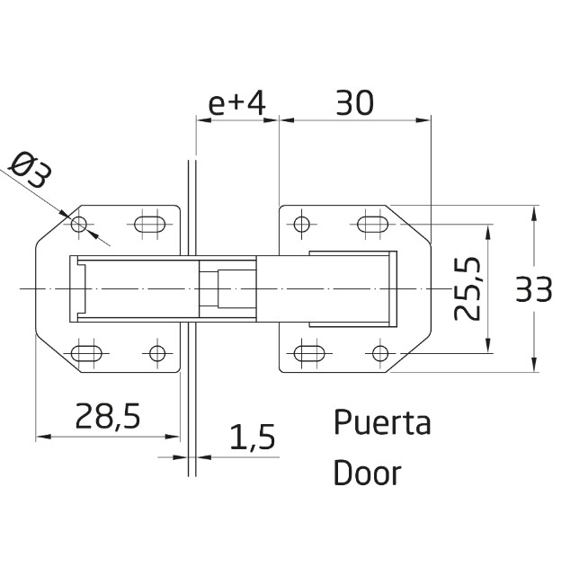 Meubelscharnier 75x33 mm staal vernikkeld