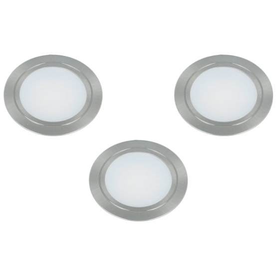 Set van 3 led spots inbouw RVS-look