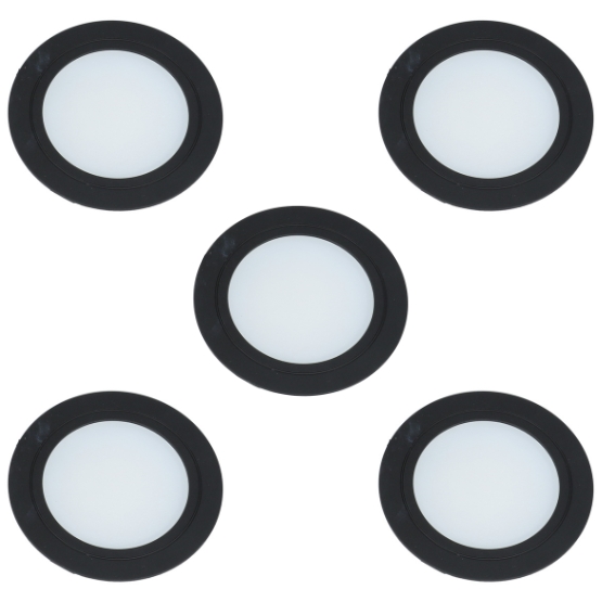Set van 5 led spots inbouw mat zwart