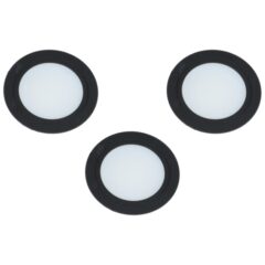 Set van 3 led spots inbouw mat zwart