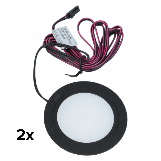 Set van 2 led spots inbouw mat zwart