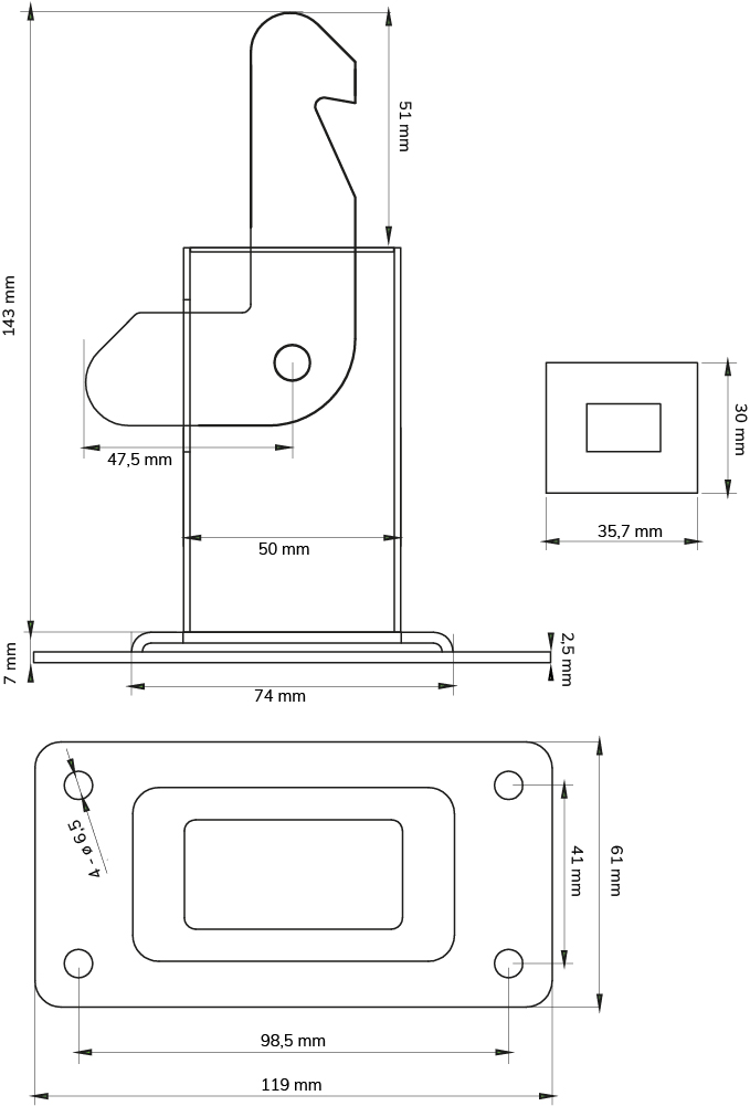 Deurvastzetter heavy duty inclusief opvangoog wandmodel zwart