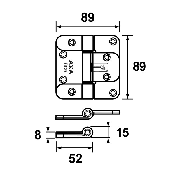 AXA veiligheidsscharnier Titan 89x89 SKG3 zwart