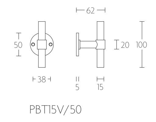 Vaste (Kast)Knop PIET BOON PBT15V/50 mat wit - Afbeelding 2