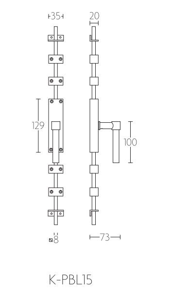 Kruk-Espagnolet PIET BOON K-PBL15 links mat rvs - Afbeelding 2