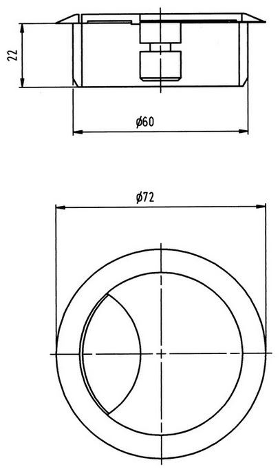 Kabeldoorvoer Rond nikkel 60 mm - Afbeelding 2