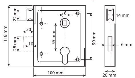 DX Poortslot met dagschoot PC en zwart kunststof beslag - Afbeelding 2