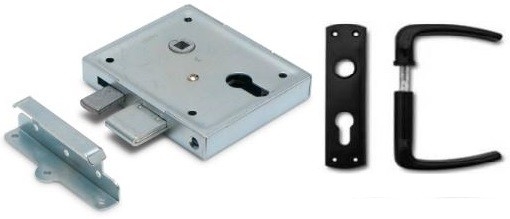 Poortslot met hef- en nachtschoot PC en Zwart kunststof beslag