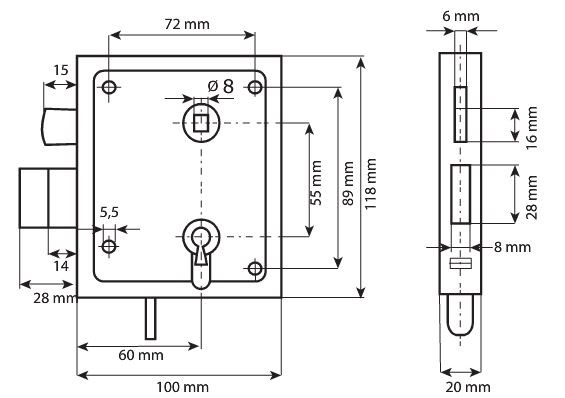 DX Poortslot met hef- en nachtschoot PC en zwart kunststof beslag - Afbeelding 2