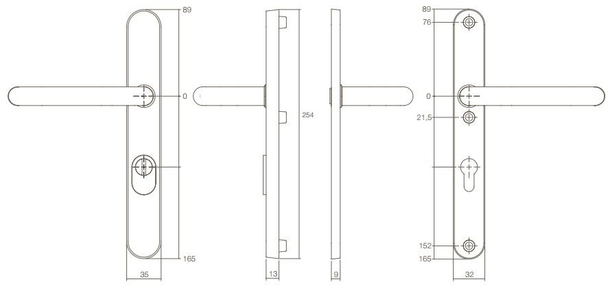 Intersteel veiligheidsbeslag PC92 smal met kerntrek beveiliging kruk/kruk SKG3 rvs - Afbeelding 2