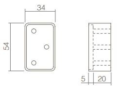 Intersteel Opvulblok 20 mm voor kierstandhouder voor opdek deur rvs geborsteld - Afbeelding 2