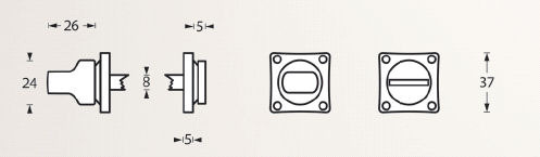Intersteel WC-sluiting 8mm vierkant messing getrommeld