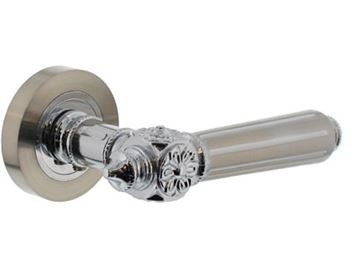 Deurkruk Julietta op rozet mat nikkel/chroom