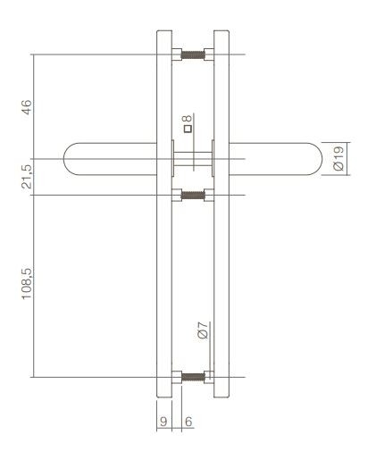 Intersteel deurkruk Hoek 90° op verdekt schild Recht WC63/8 mm RVS