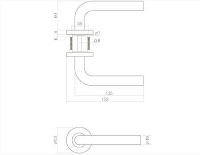 Intersteel enkele deurklink rechts Recht op rond rozet rvs - Afbeelding 2