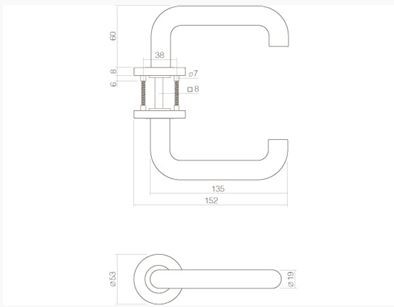 Intersteel enkele deurklink rechts rond op rond rozet rvs - Afbeelding 2