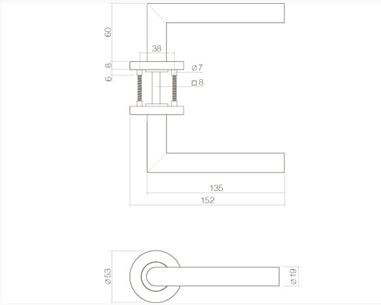Intersteel enkele deurklink rechts rechte Jura op rond rozet rvs - Afbeelding 2