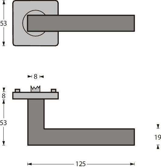 Intersteel enkele deurklink vierkant op rozet vierkant rvs stalen insert - Afbeelding 2