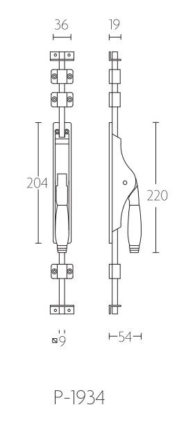 Pomp-Espagnolet TIMELESS P-1934 messing ongelakt/ebbenhout - Afbeelding 2