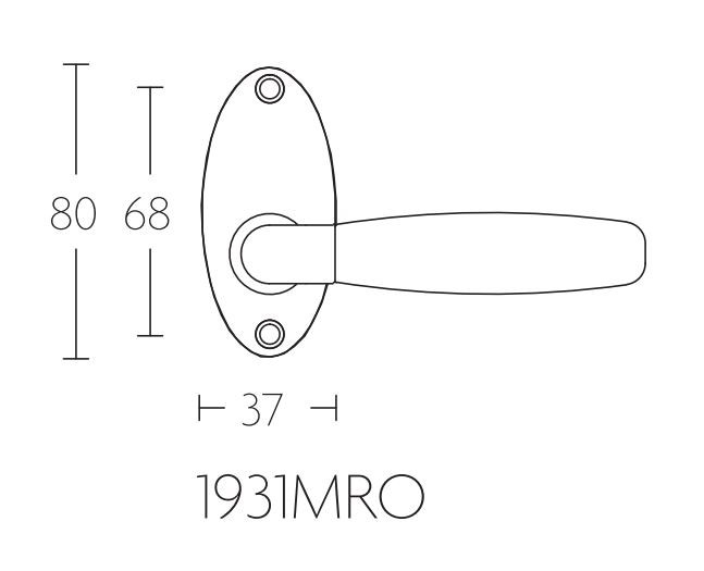 Deurklink TIMELESS 1931MRO messing ongelakt/ebbenhout - Afbeelding 2
