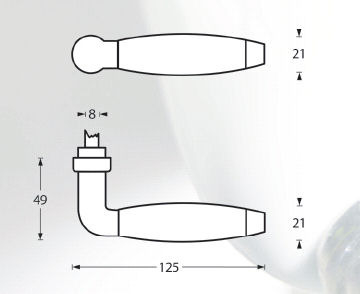 Intersteel enkele deurklink Antonnet nikkel/ebbenhout - Afbeelding 2