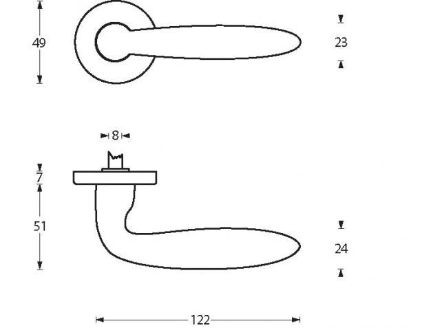 Intersteel enkele deurklink links Sigaar op rozet nikkel mat - Afbeelding 2