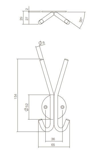 Intersteel Hoed en Jashaak dubbel op rond rozet rvs - Afbeelding 2
