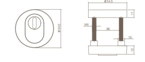 SKG3 veiligheid-rozet Rond + kerntrekbeveiliging rvs/mat zwart - Afbeelding 2