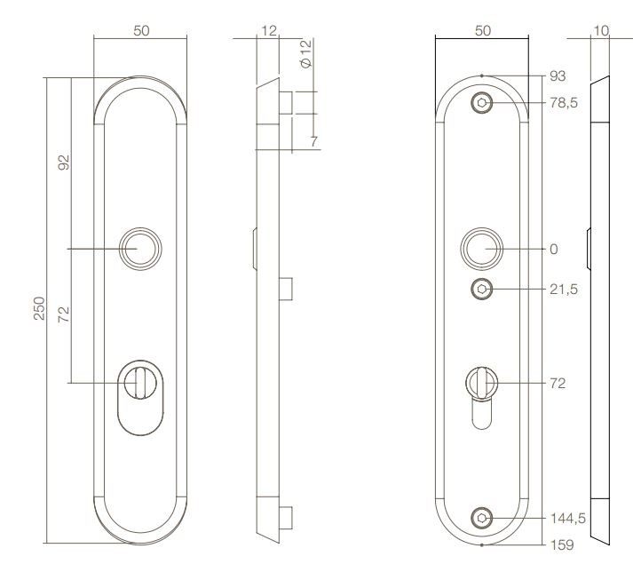 Intersteel SKG3 Veiligheidsbeslag PC72 met kerntrekbeveiliging rvs/mat zwart - Afbeelding 2