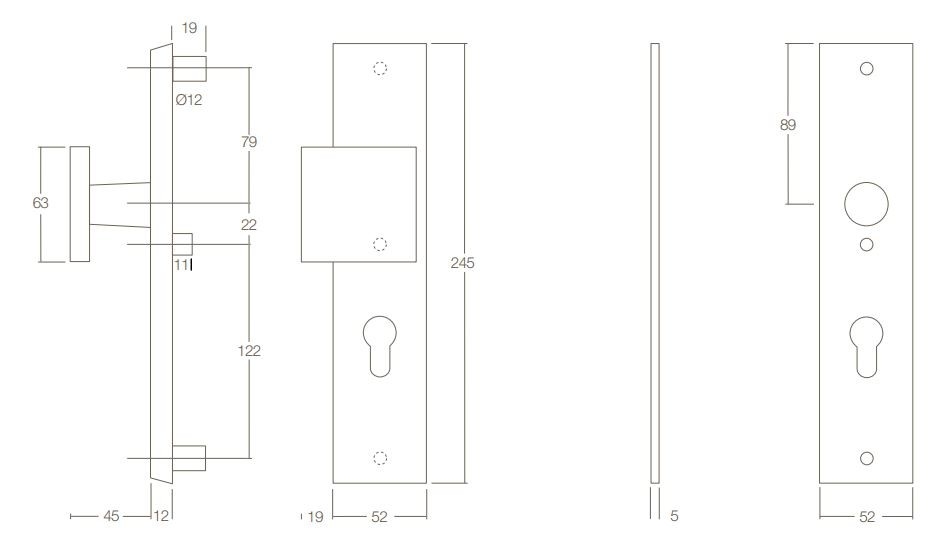 Intersteel SKG3 Veiligheidsbeslag PC55 rechthoekig greep/kruk rvs/mat zwart - Afbeelding 2