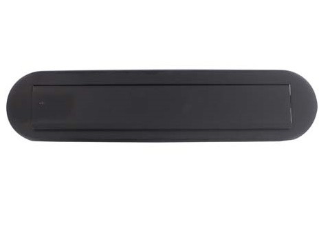 Briefplaat Ovaal met klep/Regenrand RVS/Mat Zwart