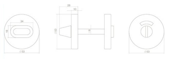 Intersteel wc-sluiting 8 mm rond verdekt rvs/mat zwart - Afbeelding 2
