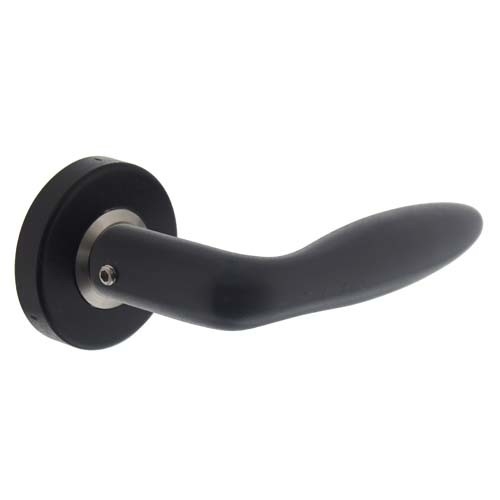 Deurkruk Jupiter Op Ronde Rozet RVS/Mat Zwart