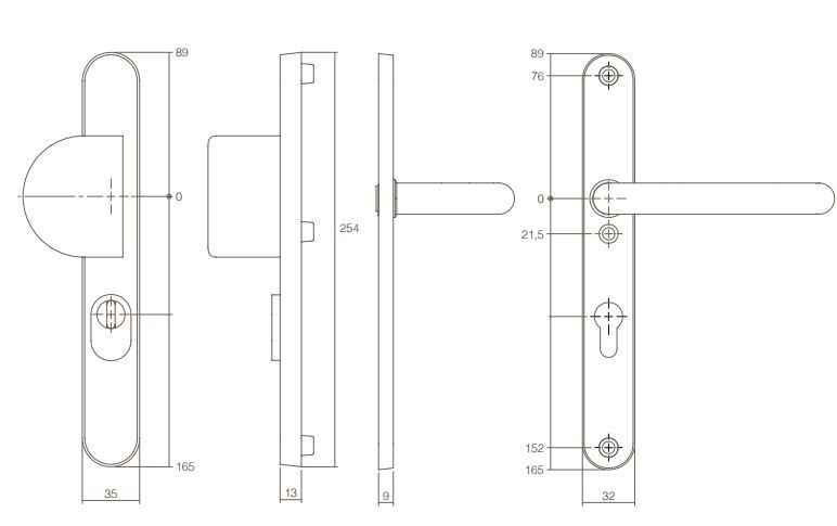 Intersteel veiligheidsbeslag PC92 smal met kerntrek beveiliging geveerd greep/kruk SKG3 rvs - Afbeelding 2