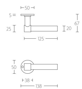 Enkele deurklink PIET BOON PBL20XL/50 mat rvs - Afbeelding 2