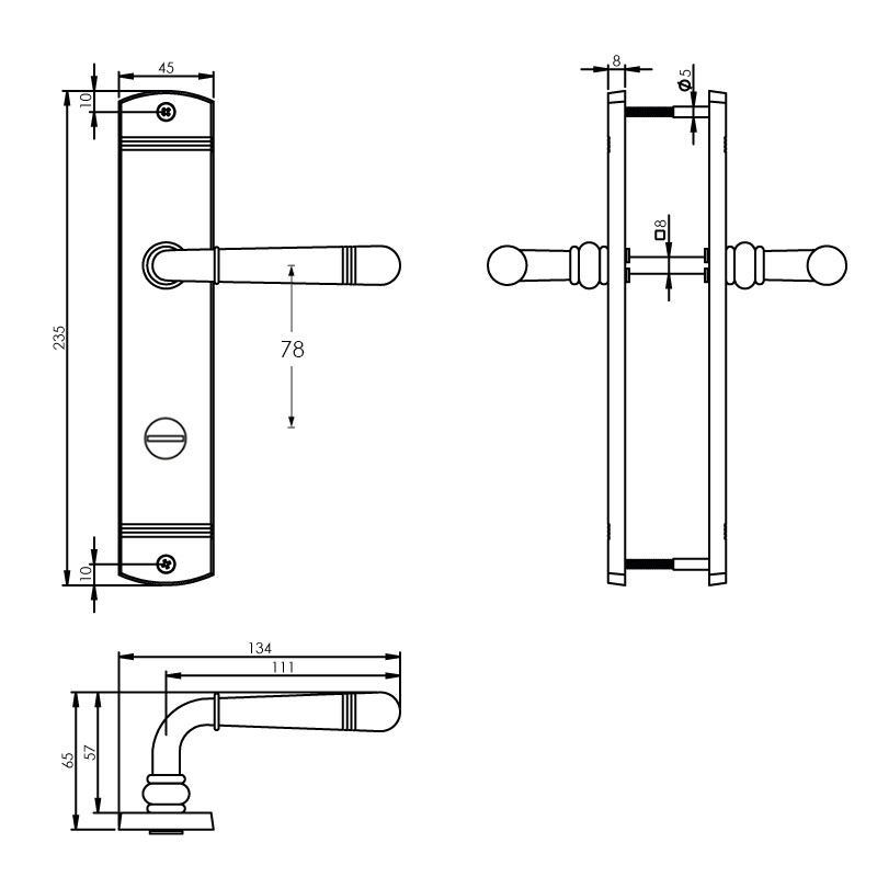 Intersteel deurkruk Helena op langschild WC63/8 chroom