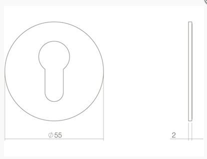 Intersteel cilinderrozetten zelfklevend ø55x2mm rvs