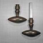 Set deurkrukken ijzer geroest ovaal (puntig) 70 x 25 mm