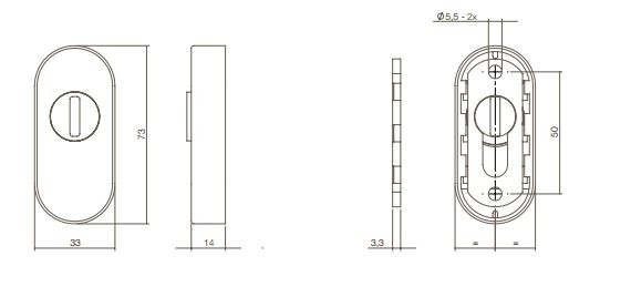 Intersteel Veiligheid-Schuifrozet + kerntrekbeveiliging ovaal rvs - Afbeelding 2