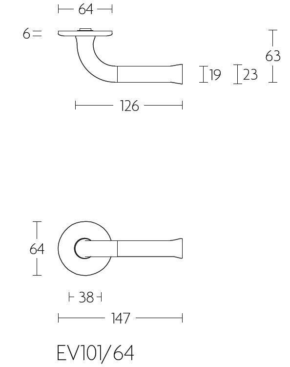 Deurklink NOUR EV101/64 op rozet mat zwart - Afbeelding 3