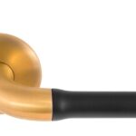 Deurkruk NOUR EV100/64 op Rozet PVD Mat Goud/Zwart