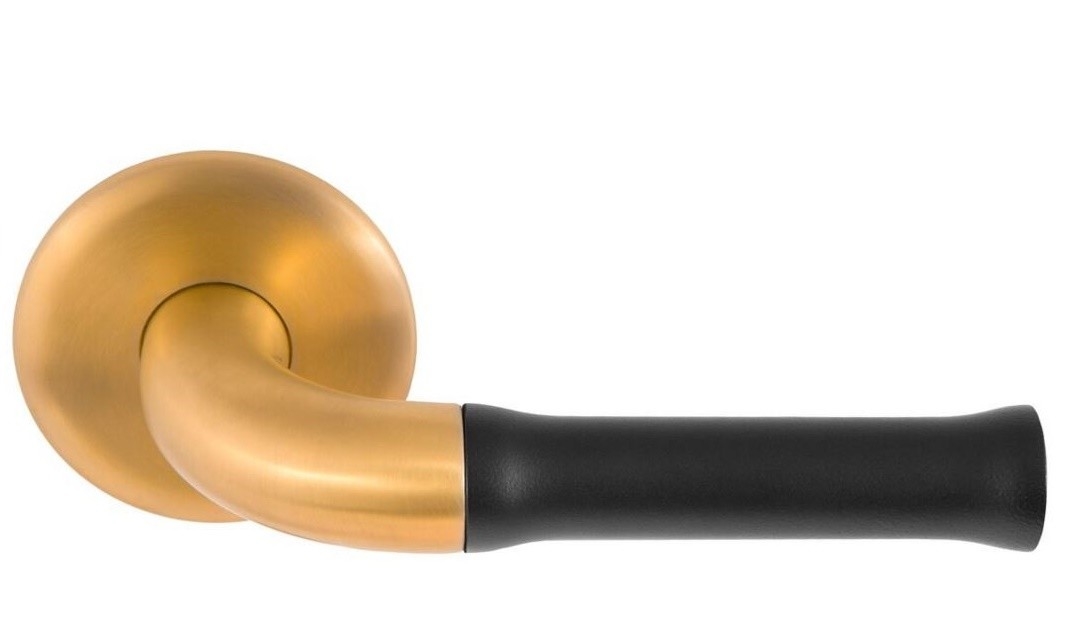 Deurkruk NOUR EV100/64 op Rozet PVD Mat Goud/Zwart