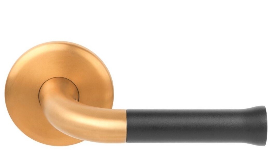 Deurkruk NOUR EV101/64 op Rozet PVD Mat Goud/Zwart